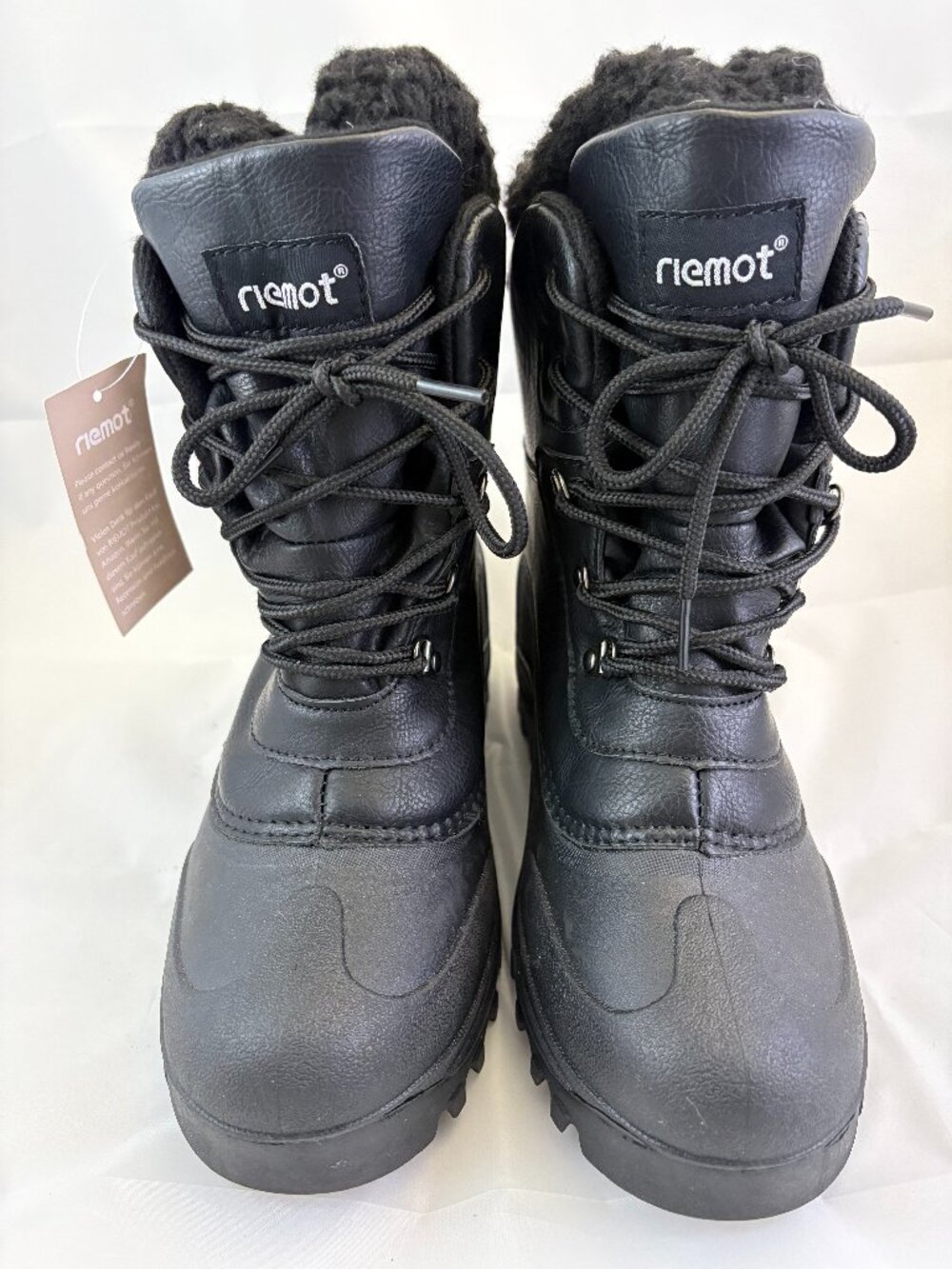 NWT Riemot Black Insulated Winter Snow Boots Fleece Lined EU 40 US 9